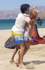LINDSAY LOHAN and Egor Tarabasov Fighting at a Beach in Mykonos 08/05/2016