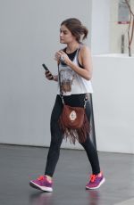 LUCY HALE Arrives at Soulcycle in West Hollywood 08/02/2016