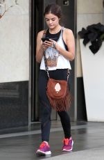 LUCY HALE Arrives at Soulcycle in West Hollywood 08/02/2016