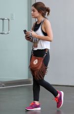 LUCY HALE Arrives at Soulcycle in West Hollywood 08/02/2016