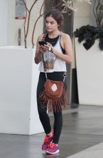 LUCY HALE Arrives at Soulcycle in West Hollywood 08/02/2016