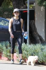 LUCY HALE in Tights Walks Her Dog Out in Los Angeles 08/20/2016