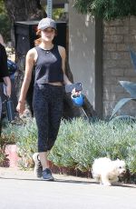 LUCY HALE in Tights Walks Her Dog Out in Los Angeles 08/20/2016