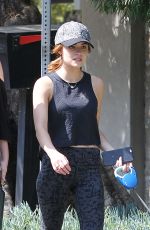 LUCY HALE in Tights Walks Her Dog Out in Los Angeles 08/20/2016