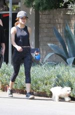 LUCY HALE in Tights Walks Her Dog Out in Los Angeles 08/20/2016