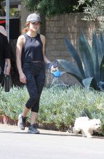 LUCY HALE in Tights Walks Her Dog Out in Los Angeles 08/20/2016