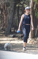 LUCY HALE in Tights Walks Her Dog Out in Los Angeles 08/20/2016