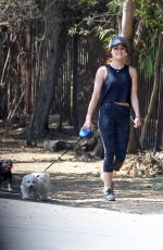 LUCY HALE in Tights Walks Her Dog Out in Los Angeles 08/20/2016