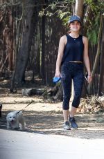 LUCY HALE in Tights Walks Her Dog Out in Los Angeles 08/20/2016