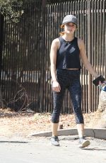 LUCY HALE in Tights Walks Her Dog Out in Los Angeles 08/20/2016