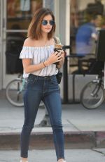 LUCY HALE Leaves Starbucks in Los Angeles 08/24/2016