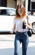 LUCY HALE Leaves Starbucks in Los Angeles 08/24/2016