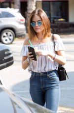 LUCY HALE Leaves Starbucks in Los Angeles 08/24/2016