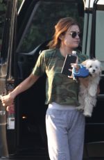 LUCY HALE Out with Her Dog in Studio City 08/01/2016