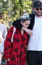 MILEY CYRUS and Liam Hemsworth at Bui Sushi in Malibu 08/19/2016
