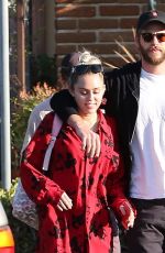 MILEY CYRUS and Liam Hemsworth at Bui Sushi in Malibu 08/19/2016