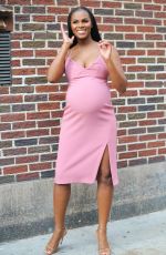 Pregnant TIKA SUMPTER Arrives at Late Show with Steohen Colert in New York 08/23/2016