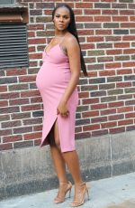 Pregnant TIKA SUMPTER Arrives at Late Show with Steohen Colert in New York 08/23/2016