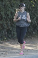 REESE WITHERSPOON Out Jogging in Brentwood 08/30/2016