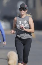 REESE WITHERSPOON Out Jogging in Brentwood 08/30/2016