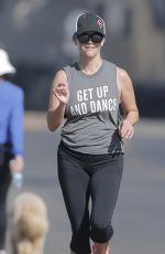 REESE WITHERSPOON Out Jogging in Brentwood 08/30/2016