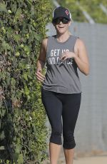 REESE WITHERSPOON Out Jogging in Brentwood 08/30/2016
