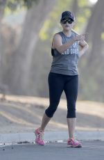 REESE WITHERSPOON Out Jogging in Brentwood 08/30/2016