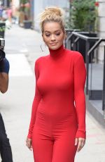 RITA ORA All in Red Leaves Her Apartment in NewYork 10/08/2016