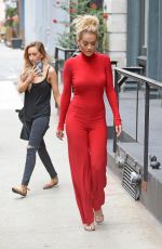 RITA ORA All in Red Leaves Her Apartment in NewYork 10/08/2016