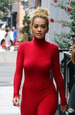 RITA ORA All in Red Leaves Her Apartment in NewYork 10/08/2016