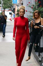 RITA ORA All in Red Leaves Her Apartment in NewYork 10/08/2016