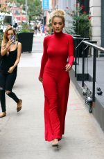 RITA ORA All in Red Leaves Her Apartment in NewYork 10/08/2016