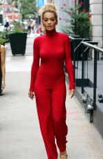 RITA ORA All in Red Leaves Her Apartment in NewYork 10/08/2016
