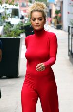 RITA ORA All in Red Leaves Her Apartment in NewYork 10/08/2016