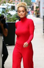 RITA ORA All in Red Leaves Her Apartment in NewYork 10/08/2016