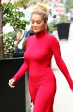 RITA ORA All in Red Leaves Her Apartment in NewYork 10/08/2016