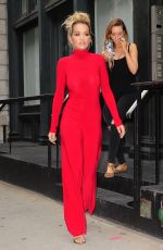 RITA ORA All in Red Leaves Her Apartment in NewYork 10/08/2016