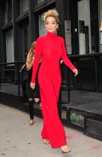 RITA ORA All in Red Leaves Her Apartment in NewYork 10/08/2016