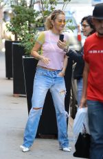 RITA ORA in Ripped Jeans Out in New York 08/03/2016