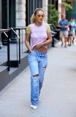 RITA ORA in Ripped Jeans Out in New York 08/03/2016