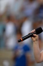 SABRINA CARPENTER Singing National Anthem at a Dodgers Game 07/29/2016