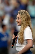 SABRINA CARPENTER Singing National Anthem at a Dodgers Game 07/29/2016