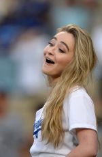 SABRINA CARPENTER Singing National Anthem at a Dodgers Game 07/29/2016
