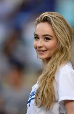 SABRINA CARPENTER Singing National Anthem at a Dodgers Game 07/29/2016