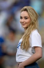 SABRINA CARPENTER Singing National Anthem at a Dodgers Game 07/29/2016