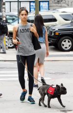 SHANINA SHAIK Walks Her Dog Out in new York 08/18/2016