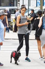 SHANINA SHAIK Walks Her Dog Out in new York 08/18/2016