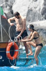 SOPHIE MARCEAU in Bikini at a Boat in Capri 07/31/2016