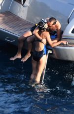 SOPHIE MARCEAU in Bikini at a Boat in Capri 07/31/2016