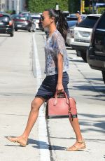 ZOE SALDANA Out and About in West Hollywood 08/09/2016
